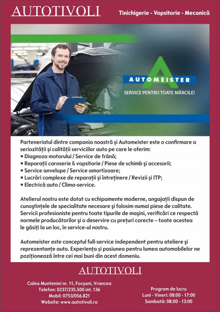 Auto Tivoli, partener Automeister – Service pentru toate mărcile auto