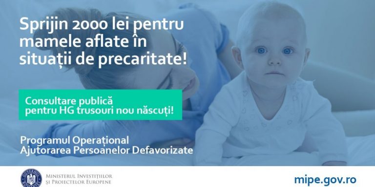 Sprijinirea mamelor cu posibilități materiale reduse