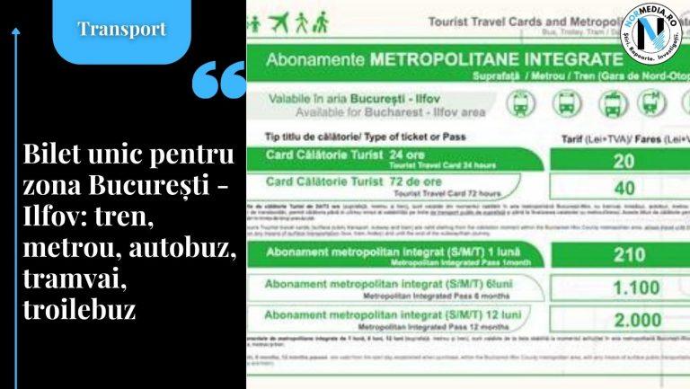 Bilet unic de transport pentru zona București-Ilfov