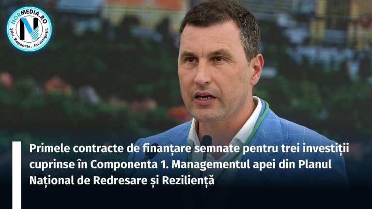 Primele contracte de finanțare semnate pentru trei investiții cuprinse în Componenta 1. Managementul apei din Planul Național de Redresare și Reziliență