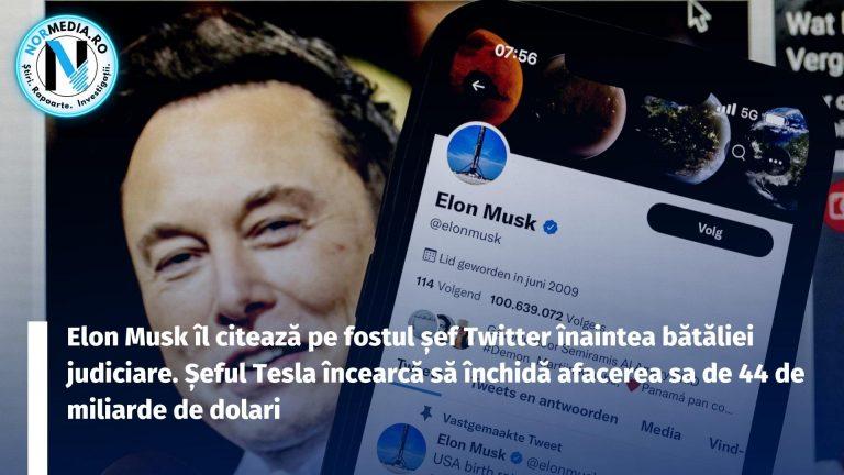 Elon Musk îl citează pe fostul șef Twitter înaintea bătăliei judiciare. Șeful Tesla încearcă să închidă afacerea sa de 44 de miliarde de dolari