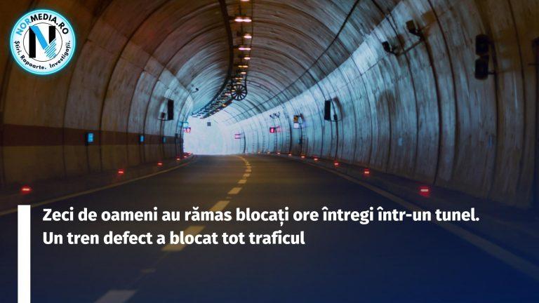 Zeci de oameni au rămas blocați ore întregi într-un tunel. Un tren stricat a blocat tot traficul