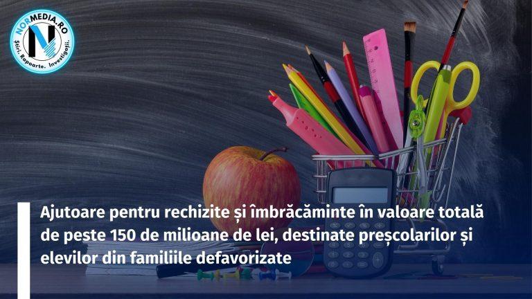 Ajutoare pentru rechizite și îmbrăcăminte în valoare totală de peste 150 de milioane de lei, destinate preșcolarilor și elevilor din familiile defavorizate