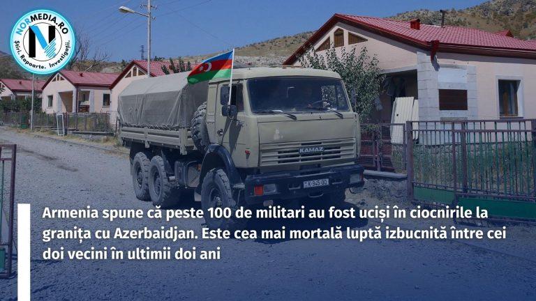 Armenia spune că peste 100 de militari au fost uciși în ciocnirile la granița cu Azerbaidjan. Este cea mai mortală luptă izbucnită între cei doi vecini în ultimii doi ani