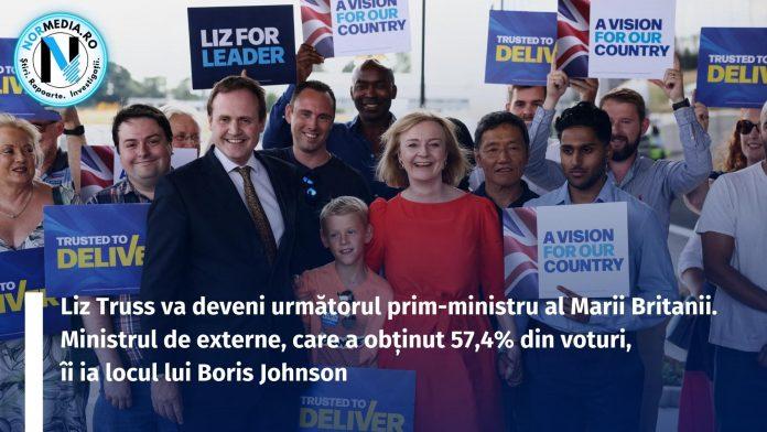 Liz Truss va deveni următorul prim-ministru al Marii Britanii. Ministrul de externe, care a obținut 57,4% din voturi, îi ia locul lui Boris Johnson
