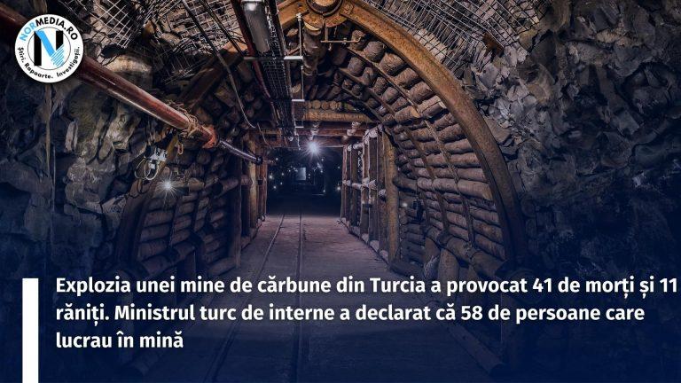 VIDEO. Explozia unei mine de cărbune din Turcia a provocat 41 de morți și 11 răniți. Ministrul turc de interne a declarat că 58 de persoane care lucrau în mină