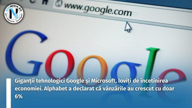 Giganții tehnologici Google și Microsoft, loviți de încetinirea economiei. Alphabet a declarat că vânzările au crescut cu doar 6%