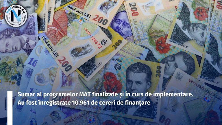 Sumar al programelor MAT finalizate și în curs de implementare. Au fost înregistrate 10.961 de cereri de finanțare