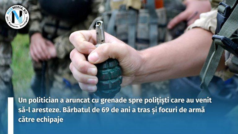 Un politician a aruncat cu grenade spre polițiști care au venit să-l aresteze. Bărbatul de 69 de ani a tras și focuri de armă către echipaje