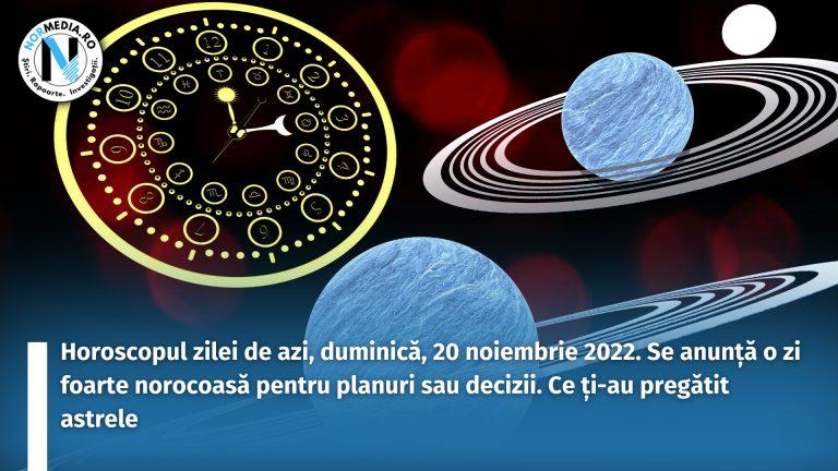 Horoscopul zilei de azi, duminică, 20 noiembrie 2022. Se anunță o zi foarte norocoasă pentru planuri sau decizii. Ce ți-au pregătit astrele