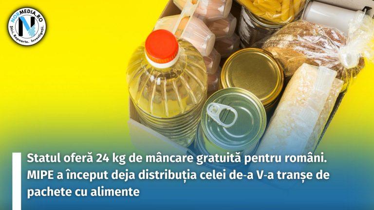 Statul oferă 24 kg de mâncare gratuită pentru români. MIPE a început deja distribuția celei de‑a V‑a tranșe de pachete cu alimente