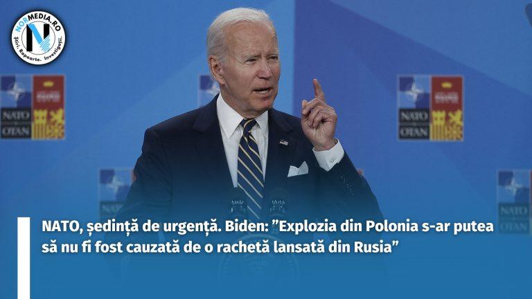 VIDEO. NATO, ședință de urgență. Biden: ”Explozia din Polonia s-ar putea să nu fi fost cauzată de o rachetă lansată din Rusia”