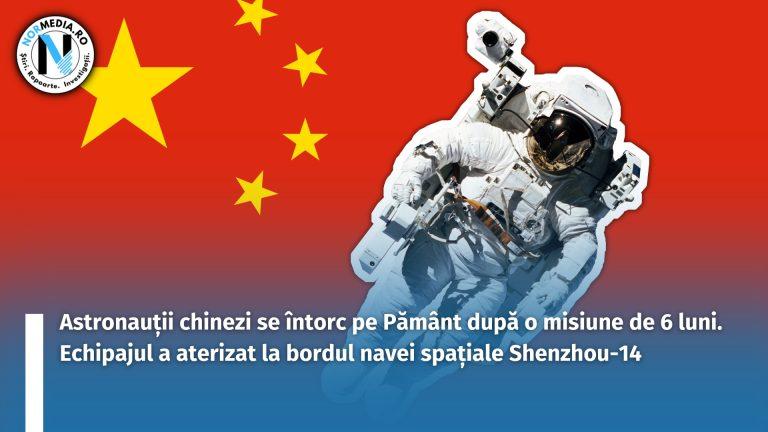 Astronauții chinezi se întorc pe Pământ după o misiune de 6 luni. Echipajul a aterizat la bordul navei spațiale Shenzhou-14