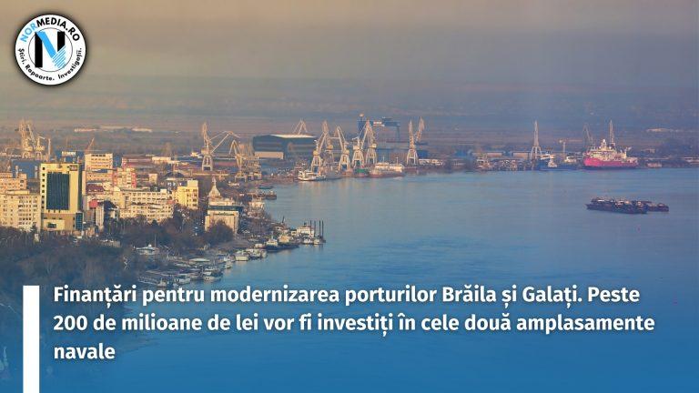 Finanțări pentru modernizarea porturilor Brăila și Galați. Peste 200 de milioane de lei vor fi investiți în cele două amplasamente navale
