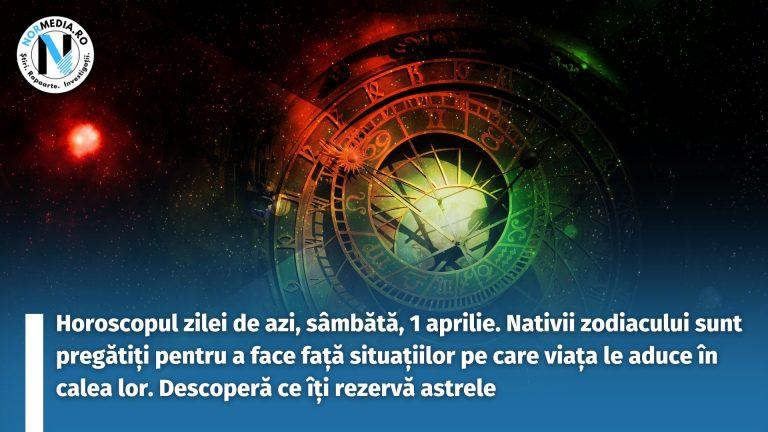 Horoscopul zilei de azi, sâmbătă, 1 aprilie. Nativii zodiacului sunt pregătiți pentru a face față situațiilor pe care viața le aduce în calea lor. Descoperă ce îți rezervă astrele