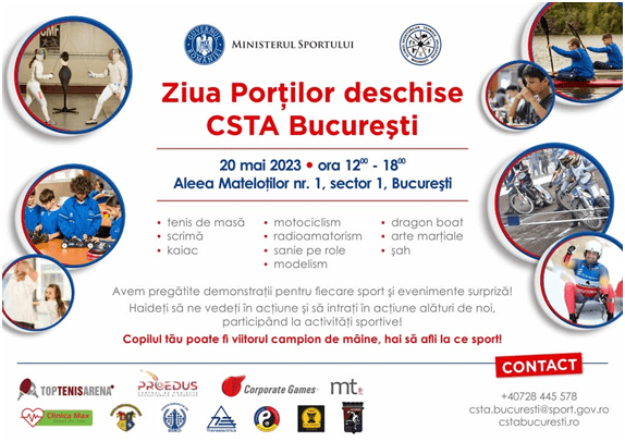 Când e “Ziua porților deschise'' la CSTA București. Persoanele de toate vârstele sunt invitate să participe la primul eveniment sportiv