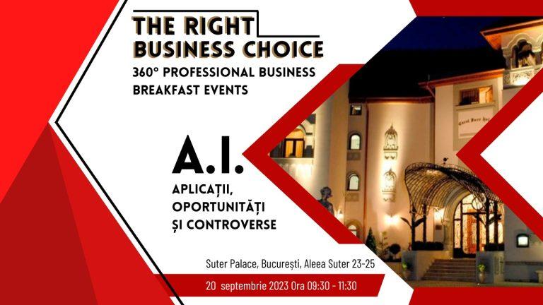 EVENIMENT: Revista Patronatului Român & Aura Icodin organizează proiectul „The Right Business Choice”. Totul despre „A.I. Aplicații, oportunități și controverse”