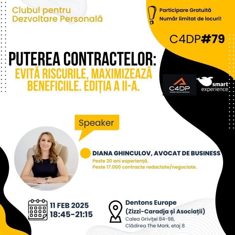 Eveniment esențial pentru mediul de afaceri: C4DP#79 – „Puterea contractelor: Evită riscurile, maximizează beneficiile” (Ediția a II-a) (Adv)
