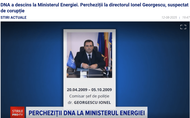 DNA a descins la Ministerul Energiei: Percheziții la directorul Ionel Georgescu, suspectat de corupție