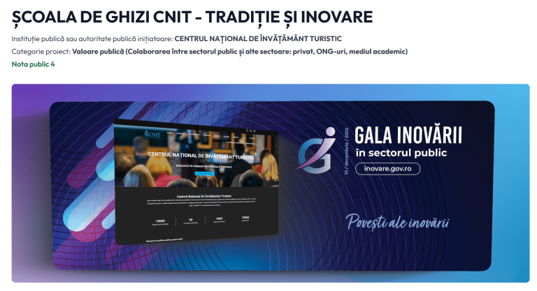 CNIT, în competiția „Gala Inovării” cu proiectul „Școala de Ghizi – Tradiție & Inovare”