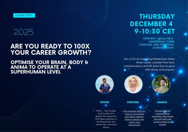 Masterclass-ul care promite să îți accelereze cariera de 100 de ori: „Are You Ready to 100X Your Career Growth?” – pe 6 decembrie, online