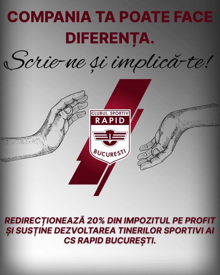 CS Rapid București invită companiile să transforme impozitul pe profit în performanță sportivă