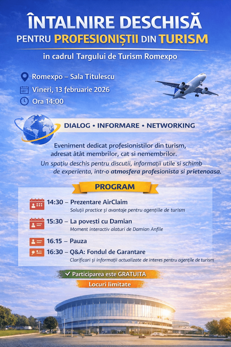 Întâlnire deschisă pentru profesioniștii din turism, organizată de ANAT la Romexpo