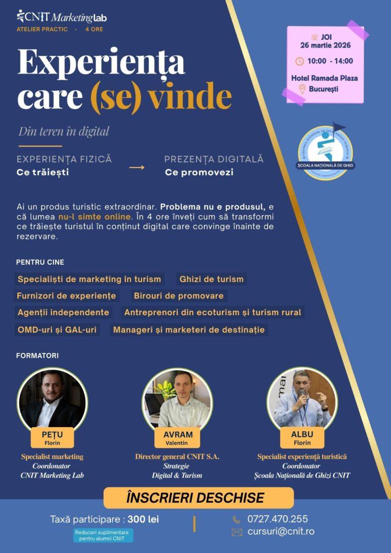 Experiența care (se) vinde: CNIT lansează un nou atelier practic de marketing dedicat turismului