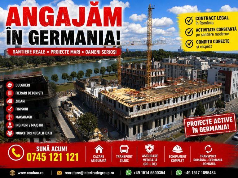 Angajăm în Germania – locuri de muncă în construcții, contract legal, cazare și transport asigurate