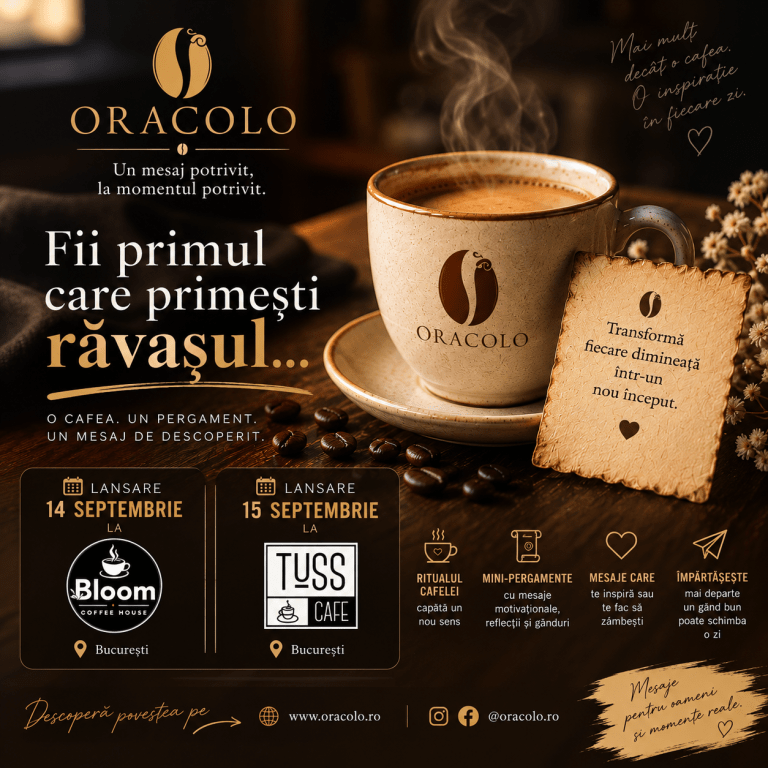 ORACOLO ajunge în București. Primele răvașe vor fi descoperite pe 14 septembrie la Bloom Coffee și pe 15 septembrie la TUSS Cafe